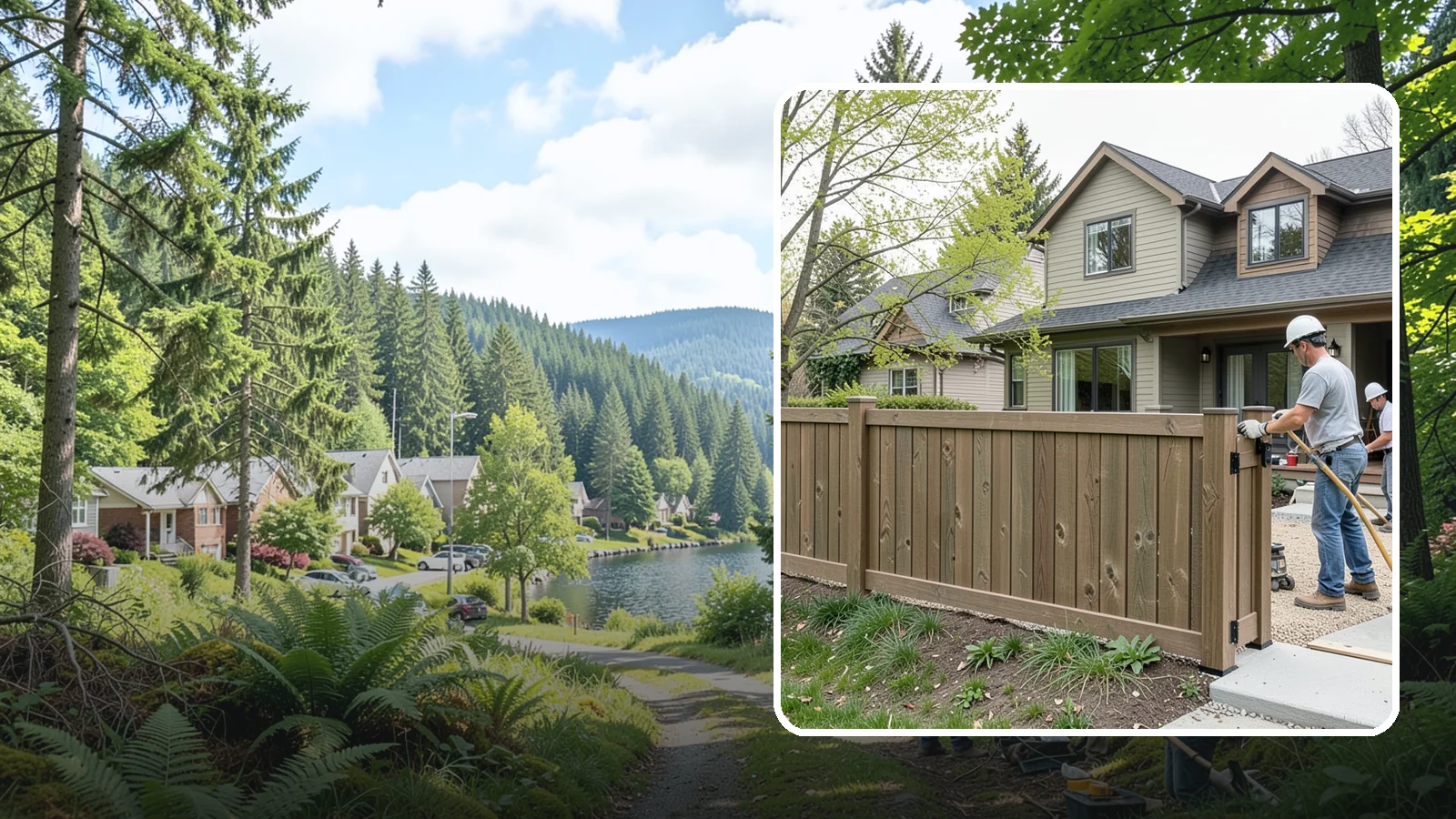 Composite Fence Installation in Lake Forest Park, King County, WA - A rugged composite fence that pairs the look of wood with rot-proof, low-maintenance durability.