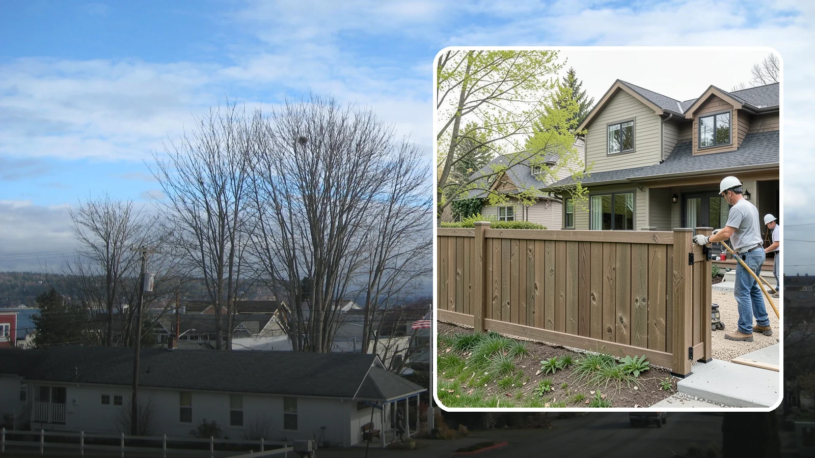 Composite Fence Installation in Langley, Island County, WA - A rugged composite fence that pairs the look of wood with rot-proof, low-maintenance durability.