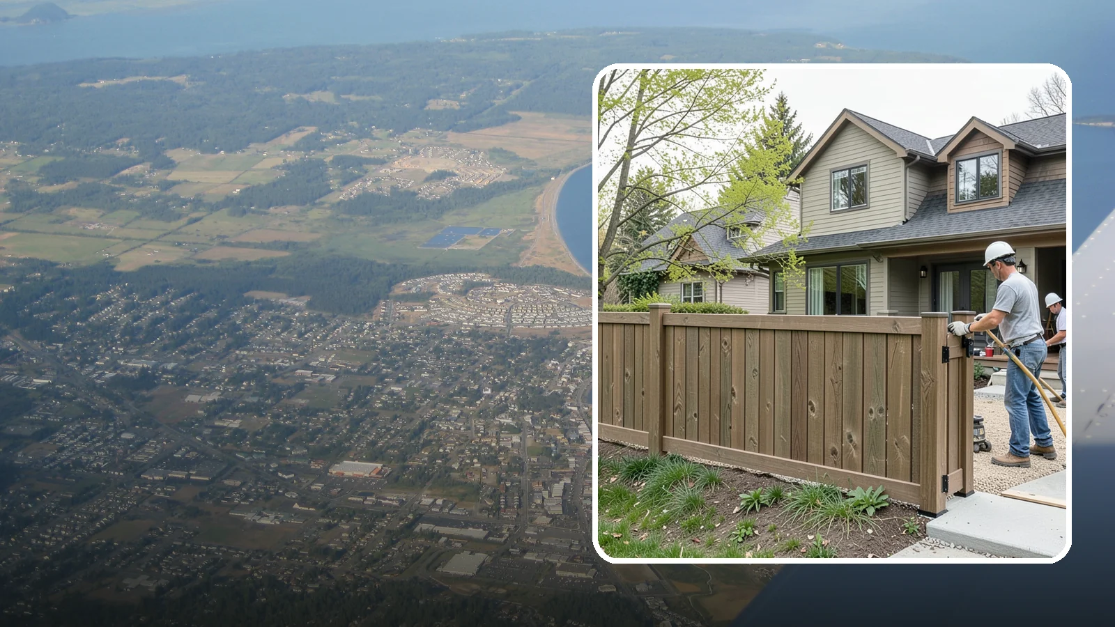 Composite Fence Installation in Oak Harbor, Island County, WA - A rugged composite fence that pairs the look of wood with rot-proof, low-maintenance durability.