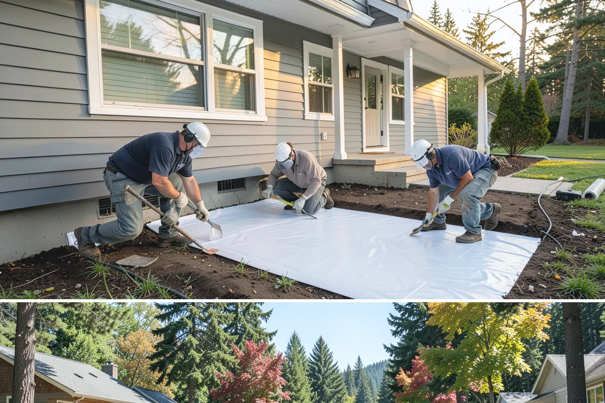 Composite Fence Installation in Orting, Pierce County, WA - Summer footings cure fully before winter weather stresses the panels.