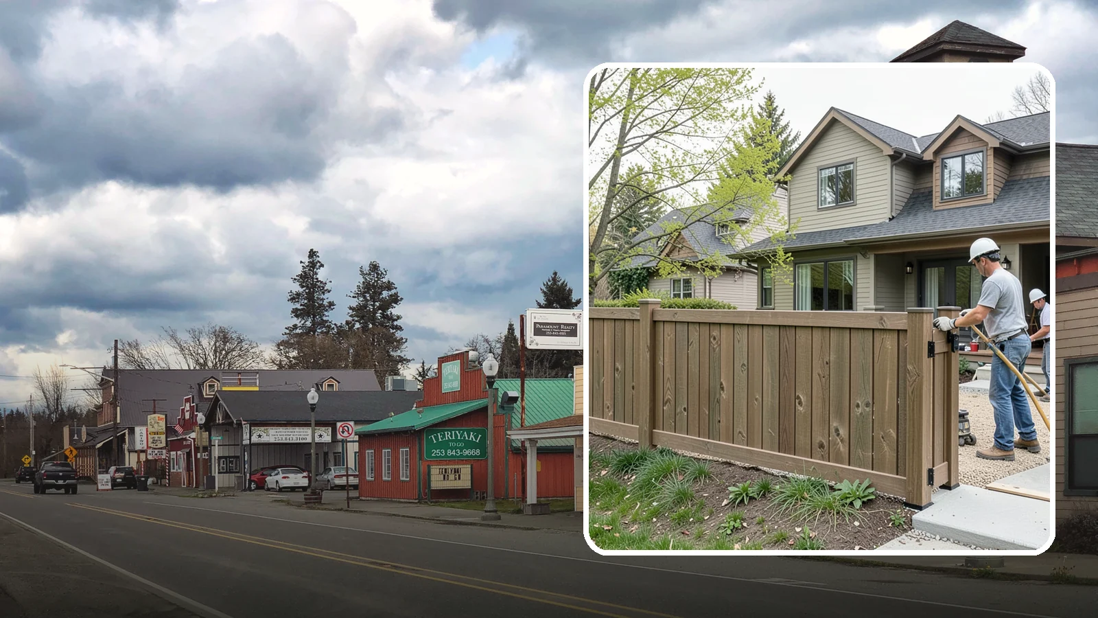 Composite Fence Installation in Roy, Pierce County, WA - A rugged composite fence that pairs the look of wood with rot-proof, low-maintenance durability.