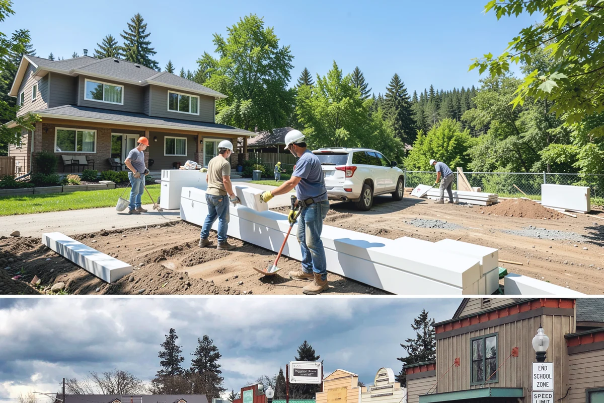 Composite Fence Installation in Roy, Pierce County, WA - Summer footings cure fully before winter weather stresses the panels.