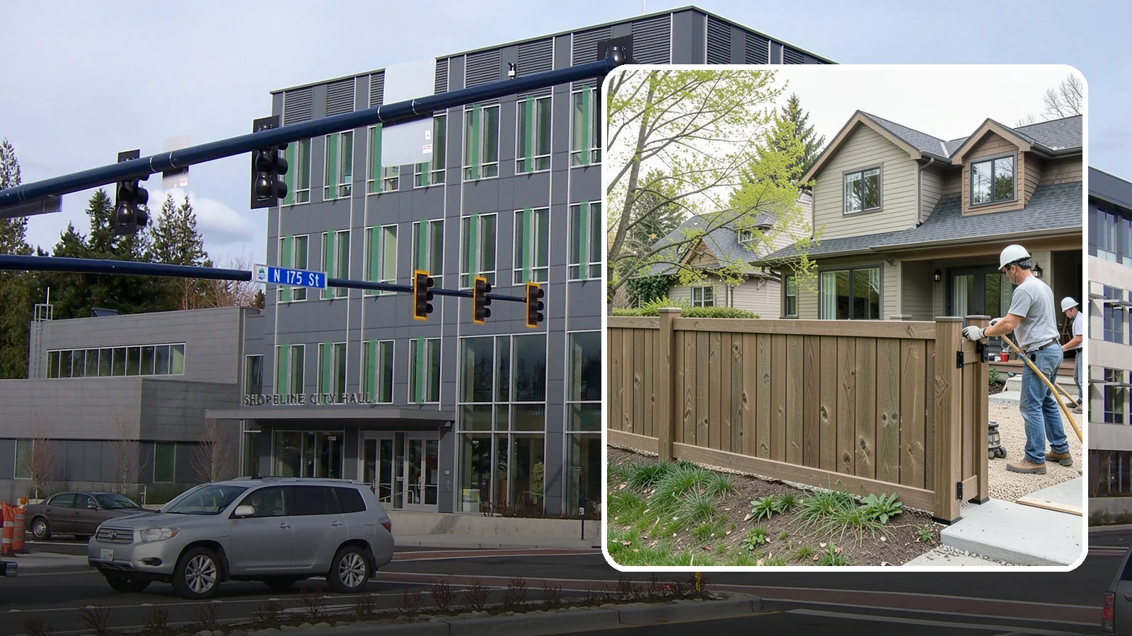 Composite Fence Installation in Shoreline, King County, WA - A rugged composite fence that pairs the look of wood with rot-proof, low-maintenance durability.