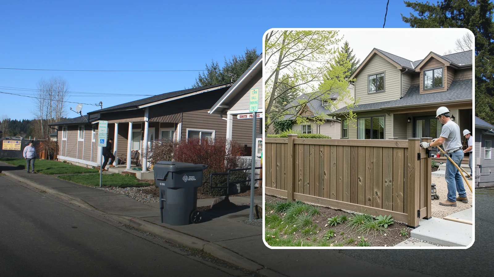 Composite Fence Installation in South Prairie, Pierce County, WA - A rugged composite fence that pairs the look of wood with rot-proof, low-maintenance durability.