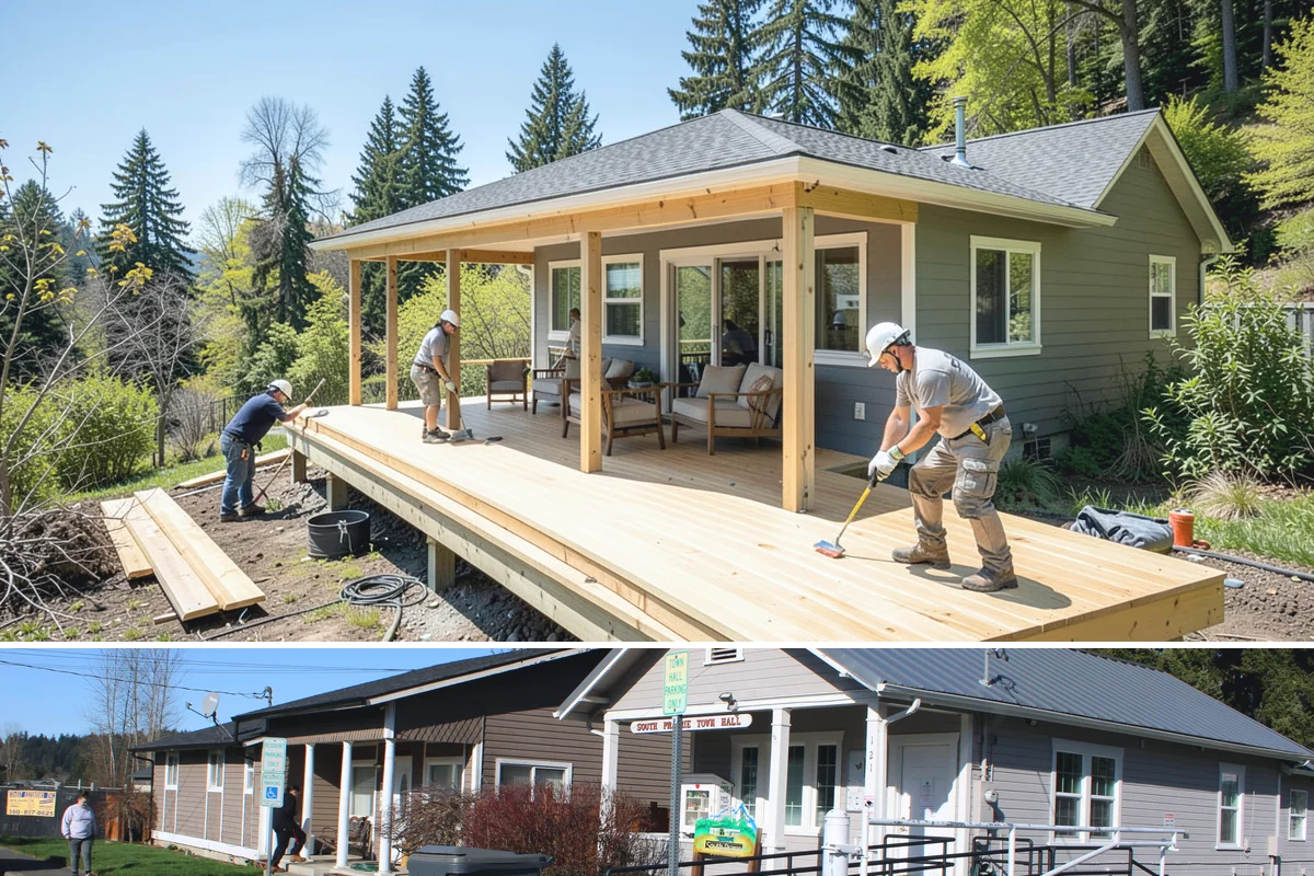 Composite Fence Installation in South Prairie, Pierce County, WA - Summer footings cure fully before winter weather stresses the panels.