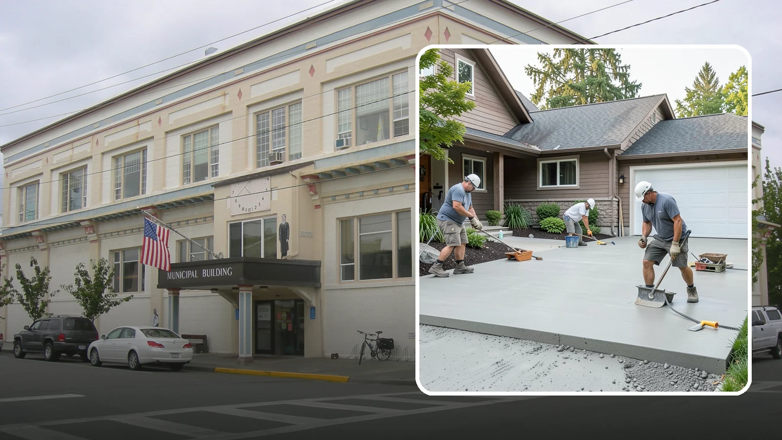 Concrete Apron Installation in Anacortes, Skagit County, WA - Reinforced concrete aprons that create a smooth, durable transition between driveway and garage or street.