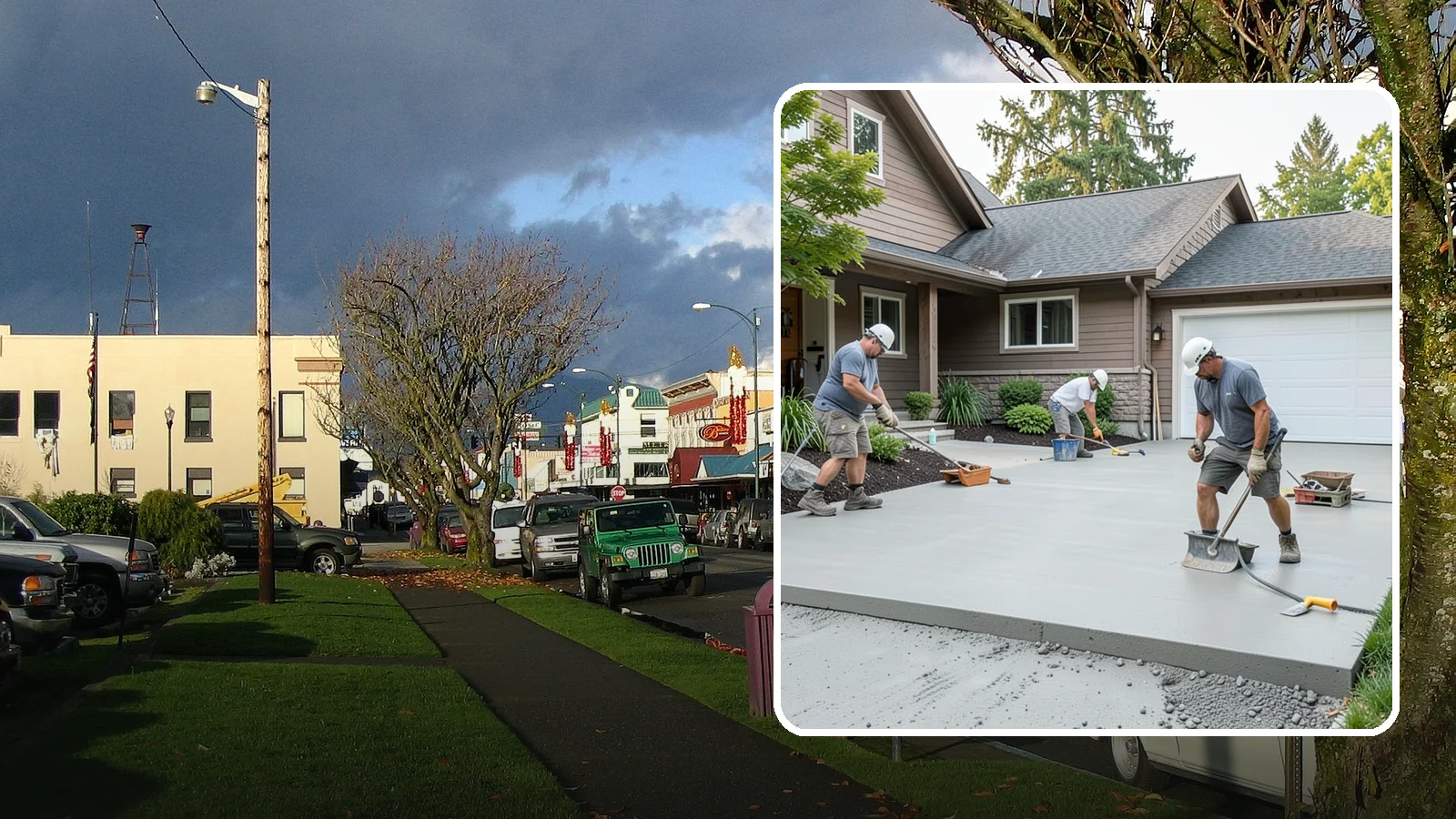 Concrete Apron Installation in Arlington, Snohomish County, WA - Reinforced concrete aprons that create a smooth, durable transition between driveway and garage or street.