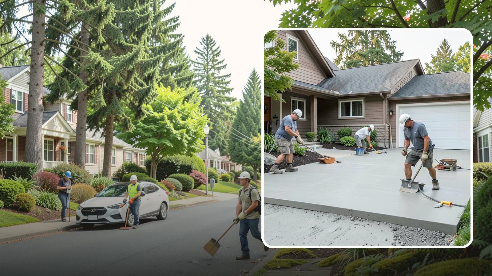 Concrete Apron Installation in Beaux Arts Village, King County, WA - Reinforced concrete aprons that create a smooth, durable transition between driveway and garage or street.