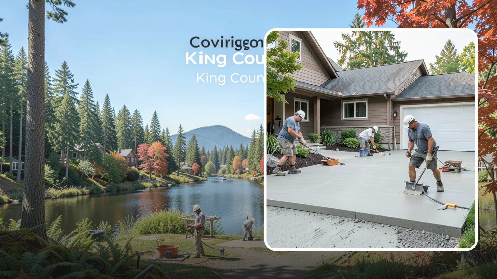 Concrete Apron Installation in Covington, King County, WA - Reinforced concrete aprons that create a smooth, durable transition between driveway and garage or street.