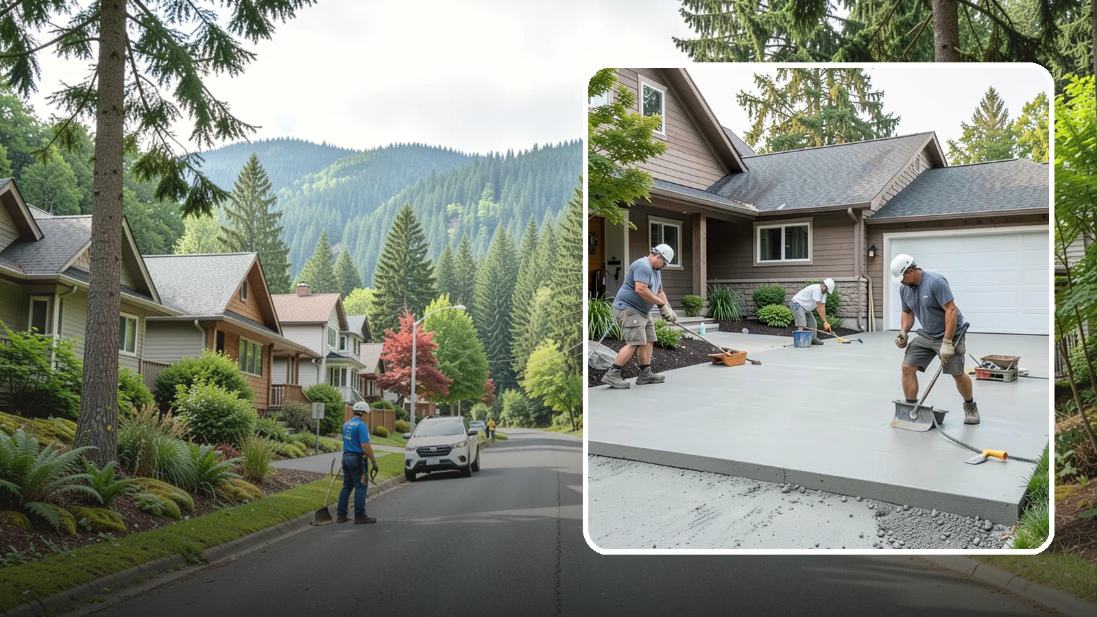 Concrete Apron Installation in Darrington, Snohomish County, WA - Reinforced concrete aprons that create a smooth, durable transition between driveway and garage or street.