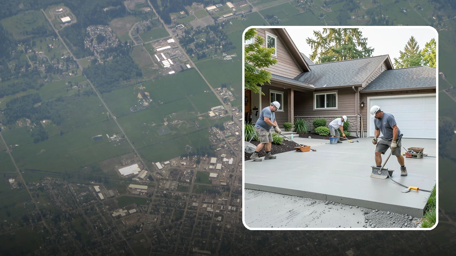 Concrete Apron Installation in Enumclaw, King County, WA - Reinforced concrete aprons that create a smooth, durable transition between driveway and garage or street.