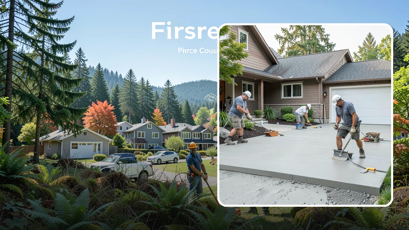 Concrete Apron Installation in Fircrest, Pierce County, WA - Reinforced concrete aprons that create a smooth, durable transition between driveway and garage or street.