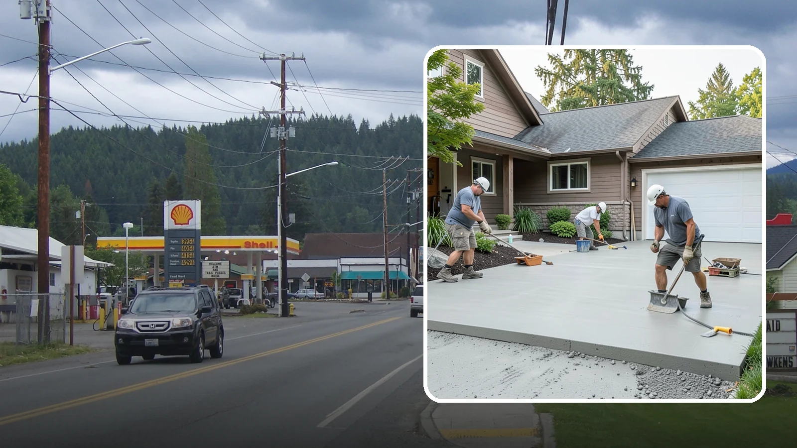 Concrete Apron Installation in Granite Falls, Snohomish County, WA - Reinforced concrete aprons that create a smooth, durable transition between driveway and garage or street.