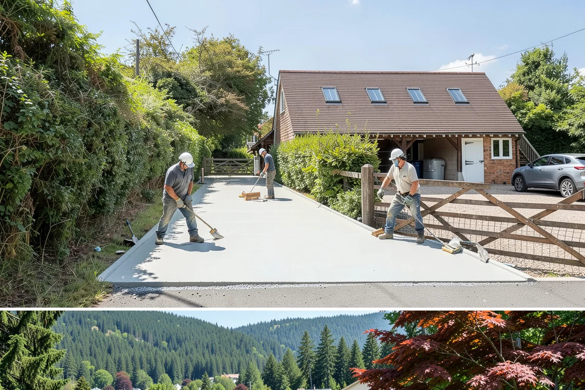 Concrete Apron Installation in Index, Snohomish County, WA - Summer's dry conditions allow the load-bearing apron to cure to full strength before winter use.
