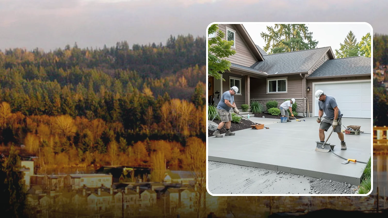 Concrete Apron Installation in Kenmore, King County, WA - Reinforced concrete aprons that create a smooth, durable transition between driveway and garage or street.