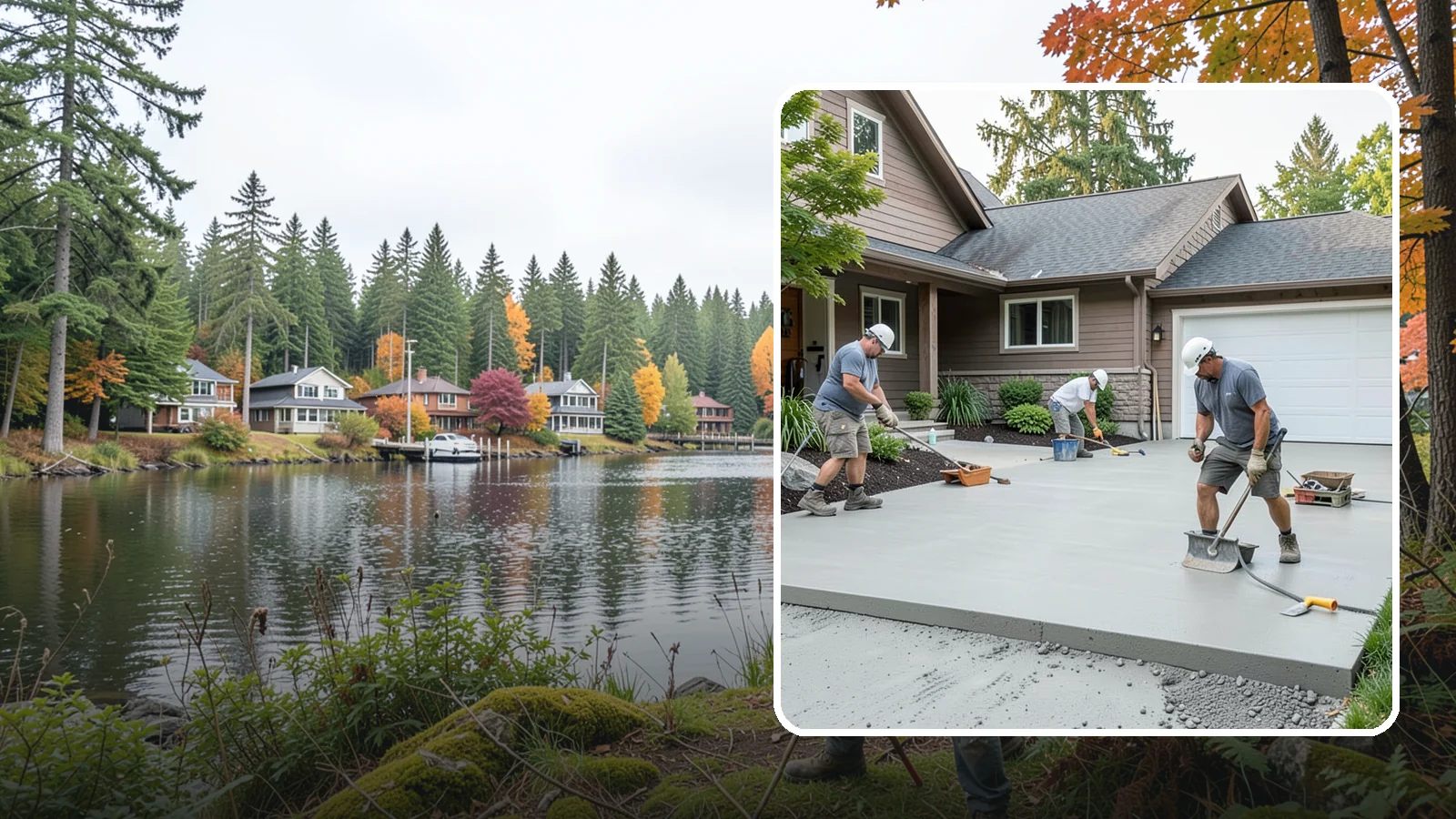 Concrete Apron Installation in La Conner, Skagit County, WA - Reinforced concrete aprons that create a smooth, durable transition between driveway and garage or street.