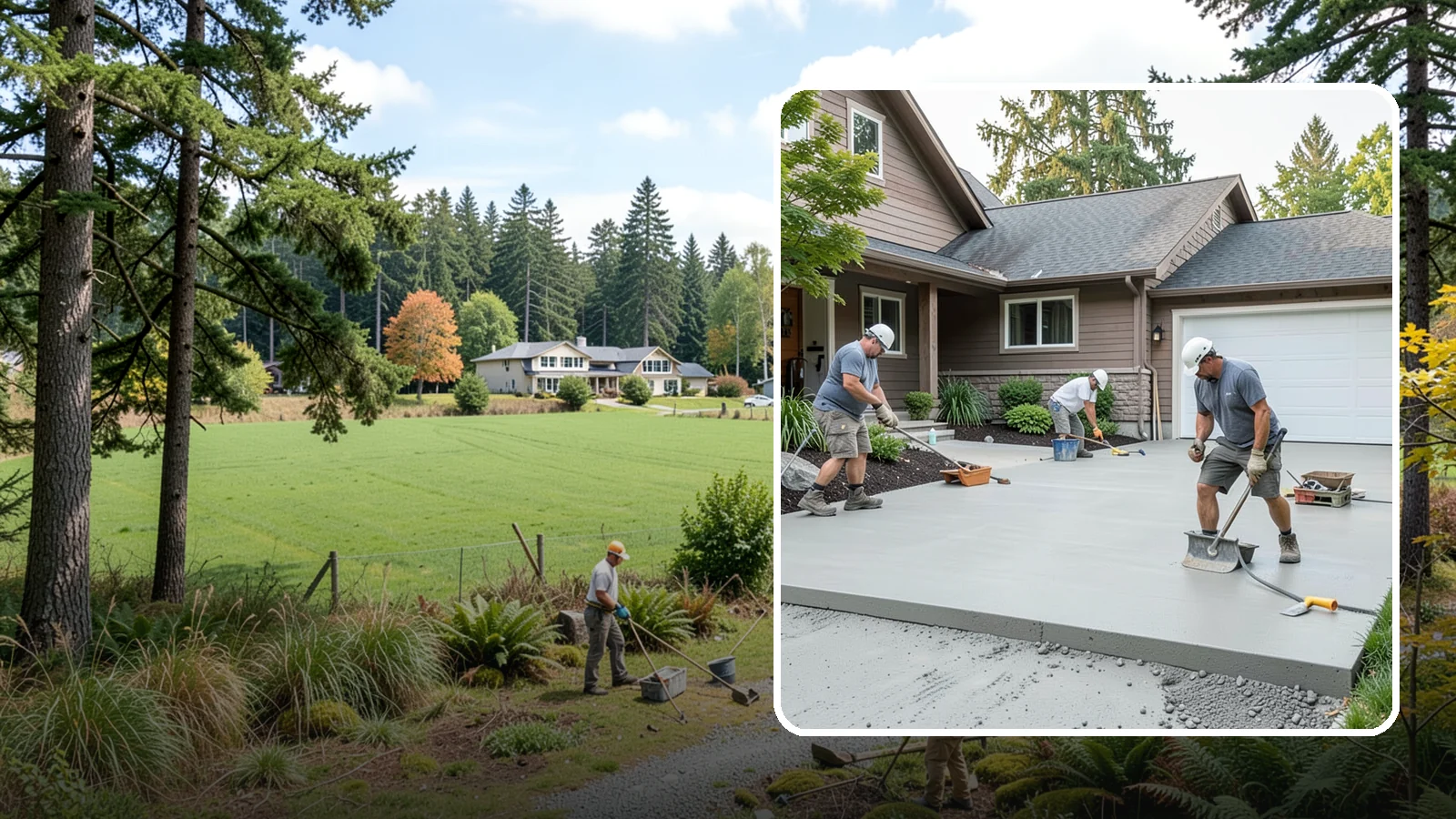 Concrete Apron Installation in Lyman, Skagit County, WA - Reinforced concrete aprons that create a smooth, durable transition between driveway and garage or street.