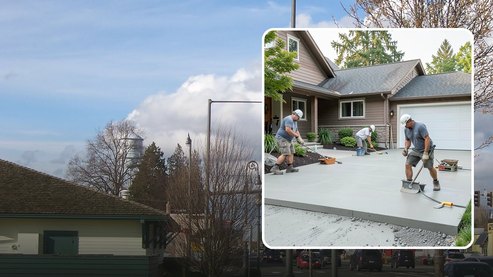 Concrete Apron Installation in Marysville, Snohomish County, WA - Reinforced concrete aprons that create a smooth, durable transition between driveway and garage or street.