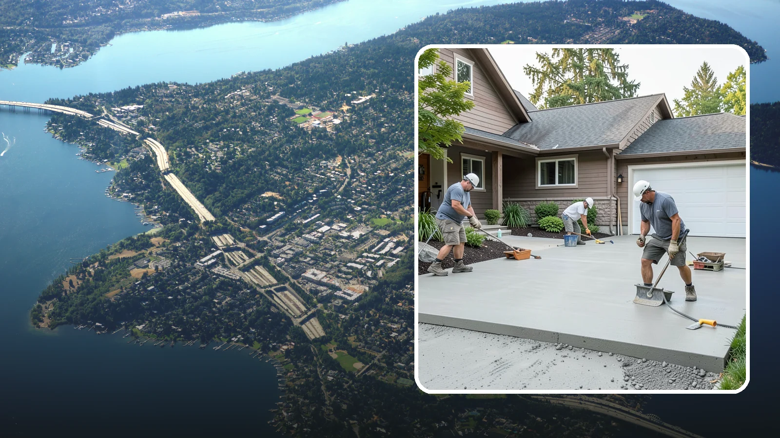 Concrete Apron Installation in Mercer Island, King County, WA - Reinforced concrete aprons that create a smooth, durable transition between driveway and garage or street.