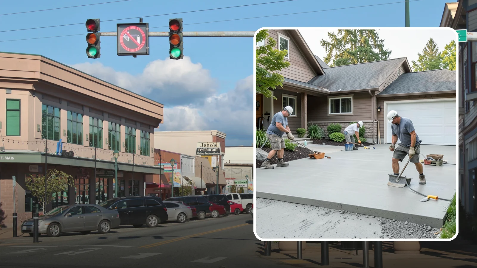 Concrete Apron Installation in Monroe, Snohomish County, WA - Reinforced concrete aprons that create a smooth, durable transition between driveway and garage or street.