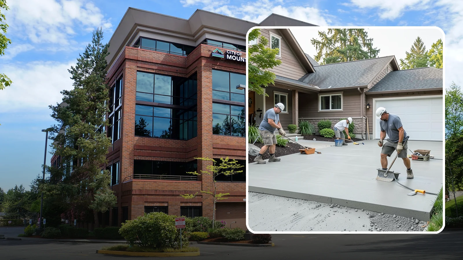 Concrete Apron Installation in Mountlake Terrace, Snohomish County, WA - Reinforced concrete aprons that create a smooth, durable transition between driveway and garage or street.