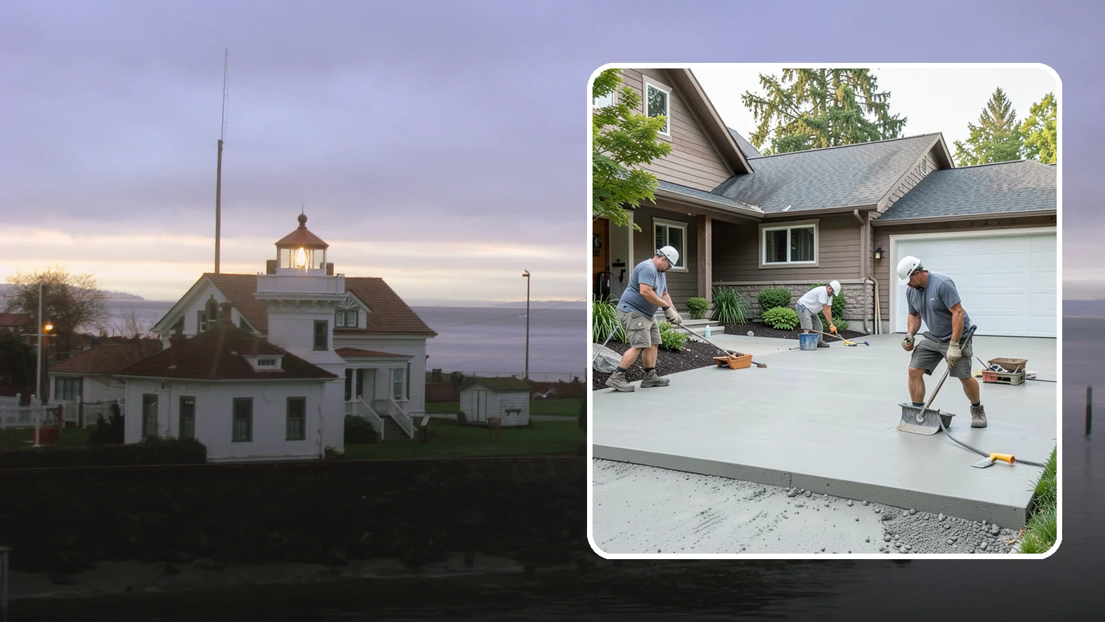 Concrete Apron Installation in Mukilteo, Snohomish County, WA - Reinforced concrete aprons that create a smooth, durable transition between driveway and garage or street.