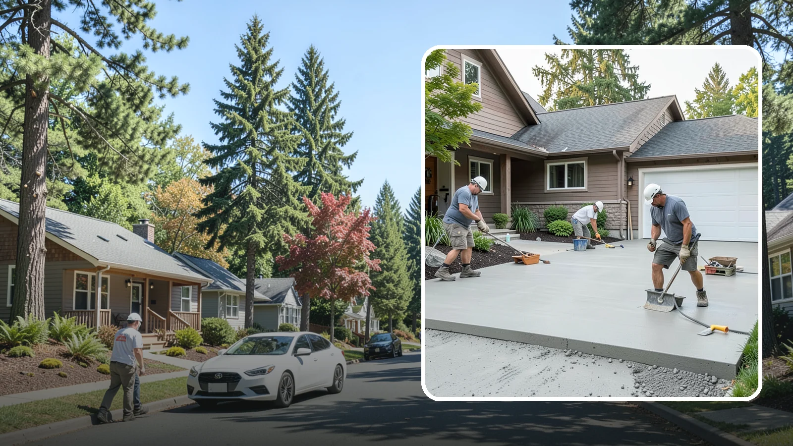Concrete Apron Installation in Orting, Pierce County, WA - Reinforced concrete aprons that create a smooth, durable transition between driveway and garage or street.