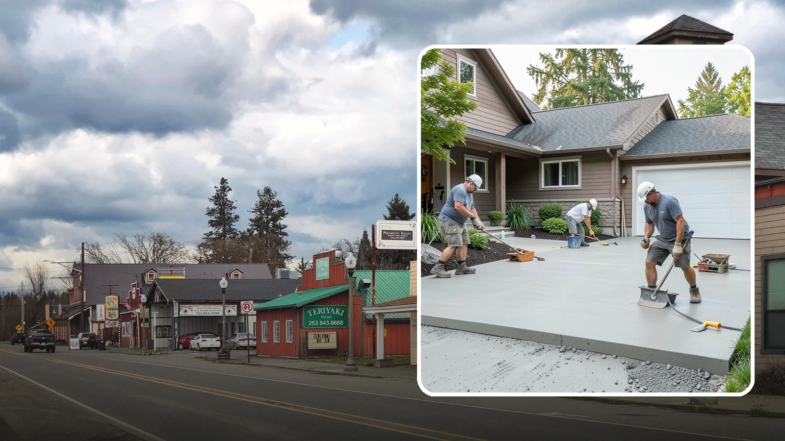 Concrete Apron Installation in Roy, Pierce County, WA - Reinforced concrete aprons that create a smooth, durable transition between driveway and garage or street.