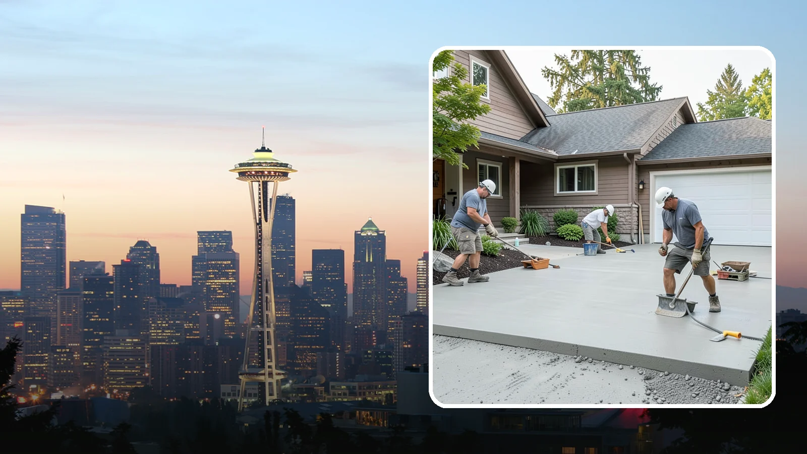 Concrete Apron Installation in Seattle, King County, WA - Reinforced concrete aprons that create a smooth, durable transition between driveway and garage or street.