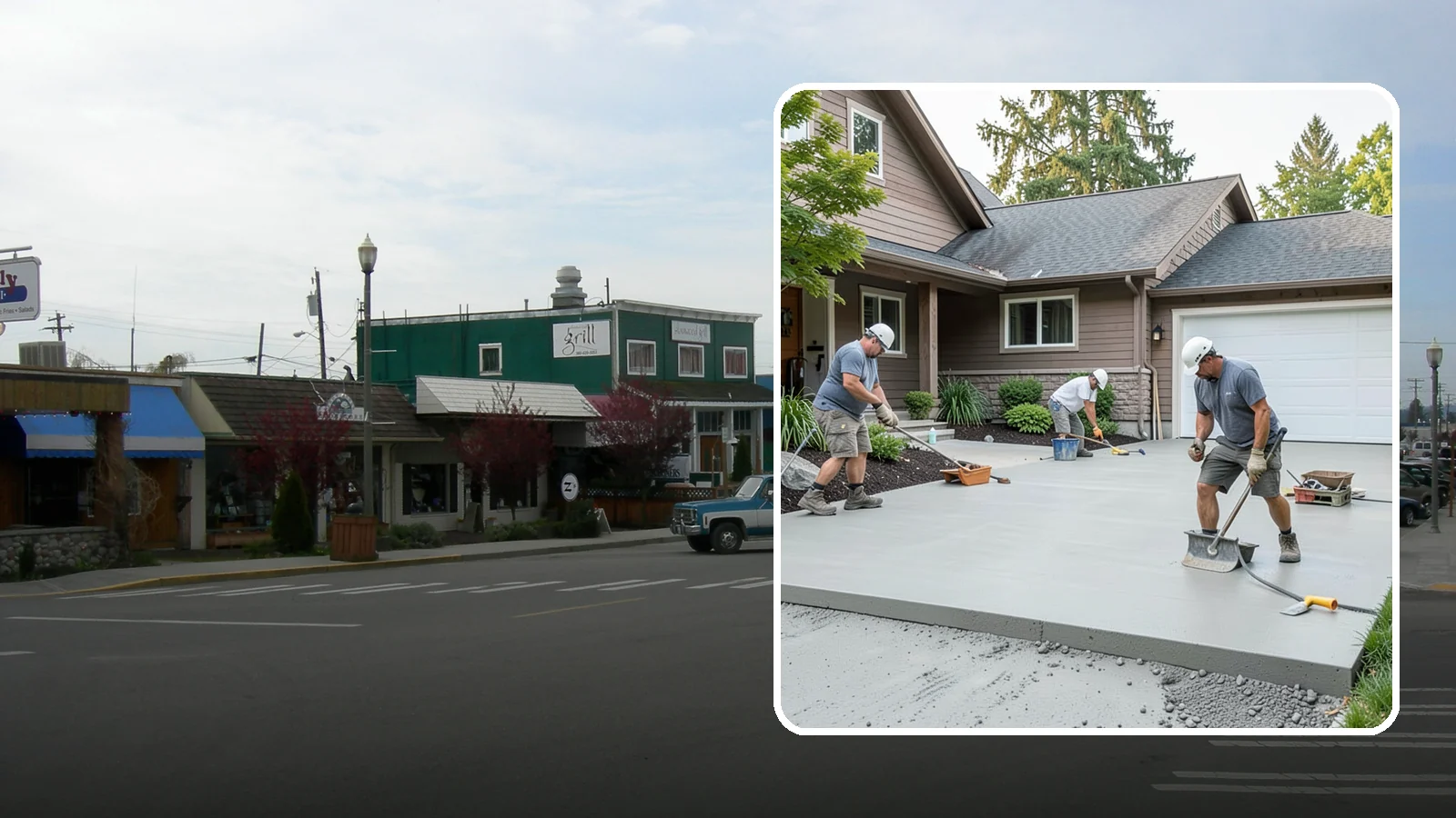 Concrete Apron Installation in Stanwood, Snohomish County, WA - Reinforced concrete aprons that create a smooth, durable transition between driveway and garage or street.