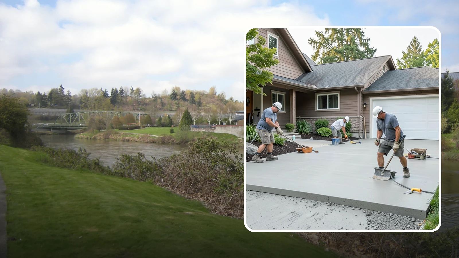 Concrete Apron Installation in Tukwila, King County, WA - Reinforced concrete aprons that create a smooth, durable transition between driveway and garage or street.