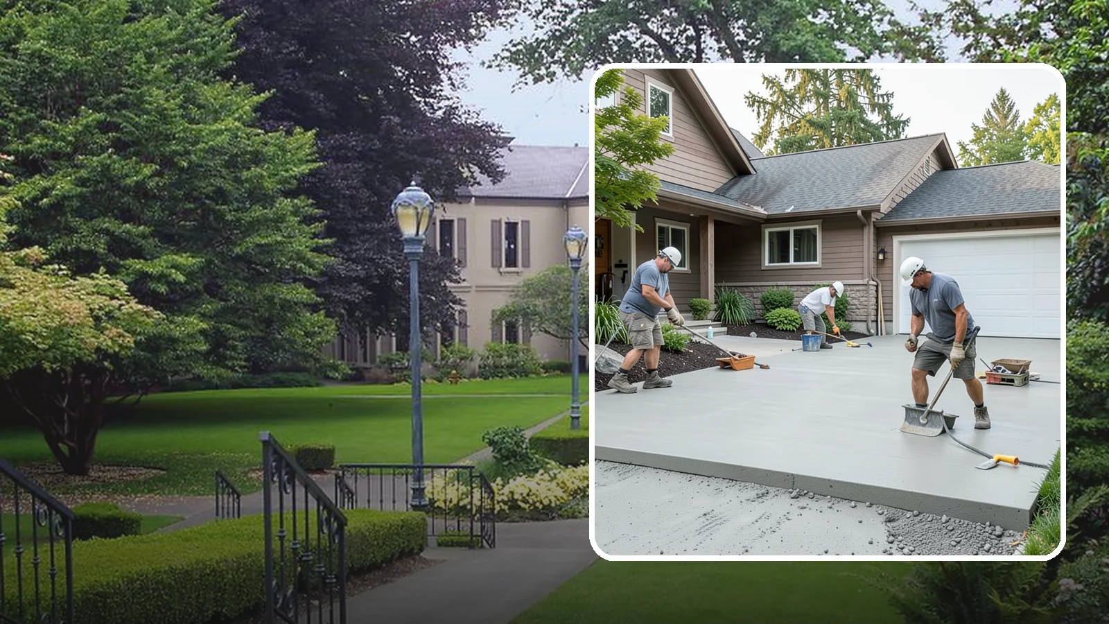 Concrete Apron Installation in Woodinville, King County, WA - Reinforced concrete aprons that create a smooth, durable transition between driveway and garage or street.