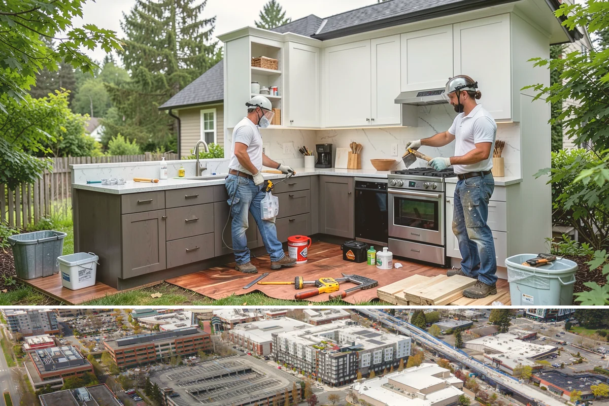 Concrete Countertop Installation in Redmond, King County, WA - Concrete countertops are cast and installed indoors year-round, so the PNW weather never delays fabrication.