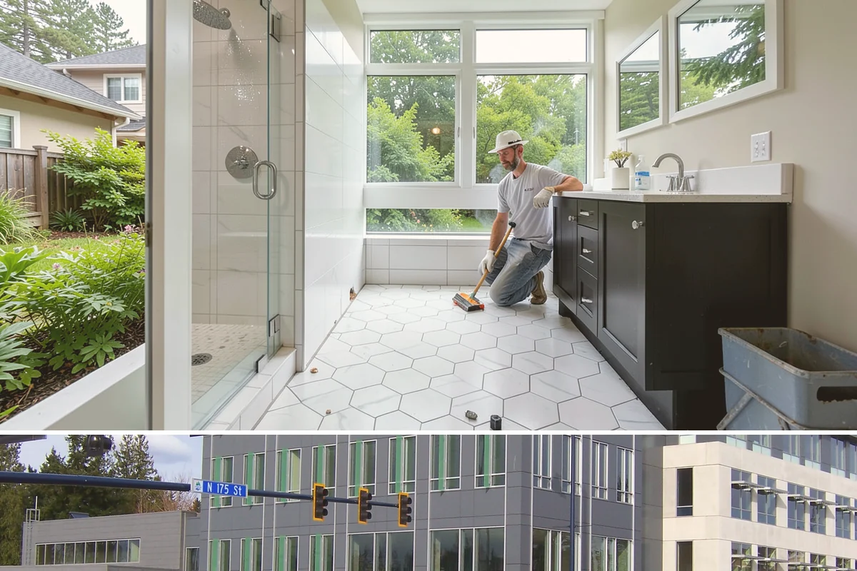 Concrete Countertop Installation in Shoreline, King County, WA - Concrete countertops are cast and installed indoors year-round, so the PNW weather never delays fabrication.