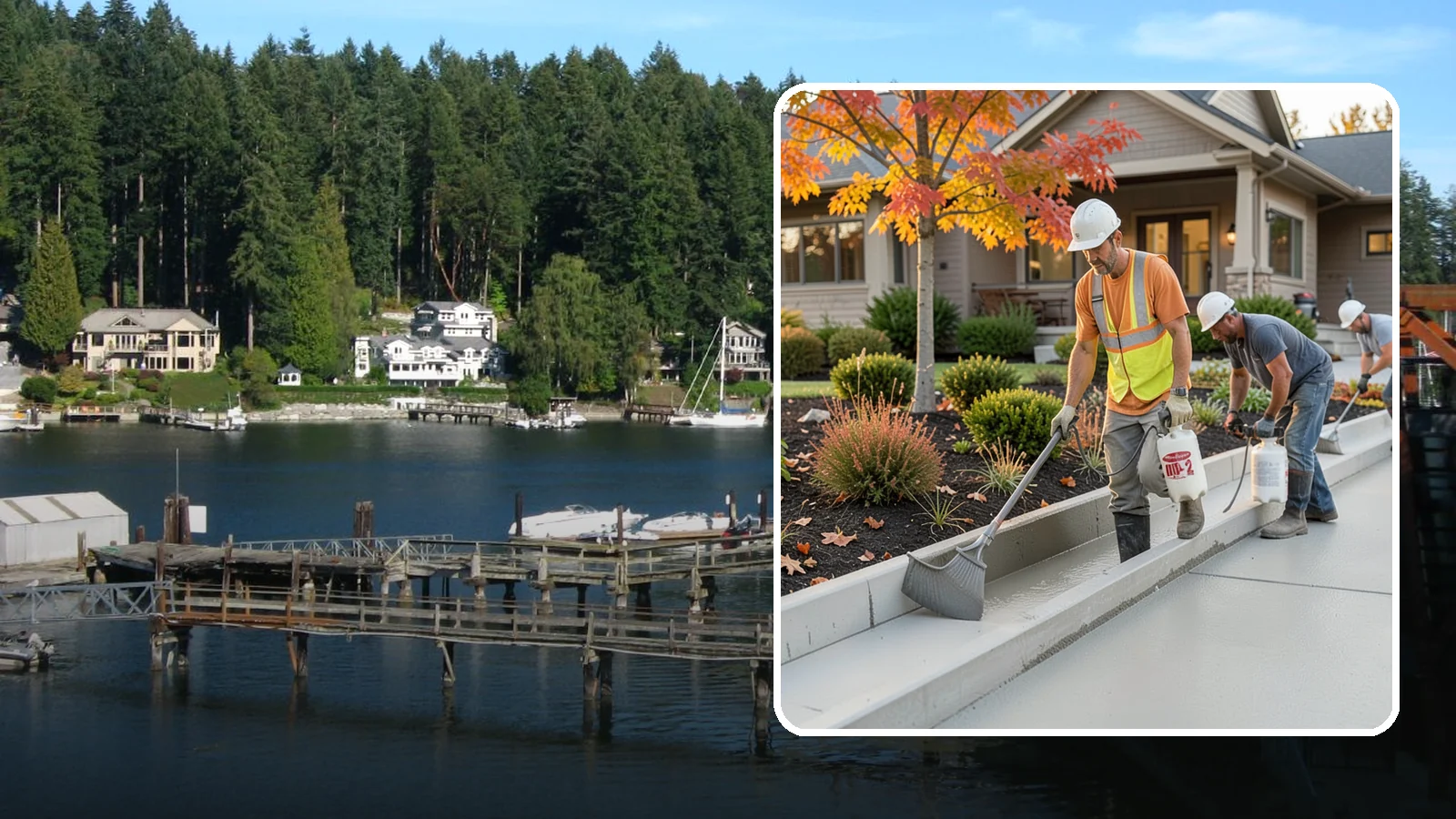Concrete Curb Installation in Gig Harbor, Pierce County, WA - Durable concrete curbing that defines driveways and beds while directing water where it belongs.