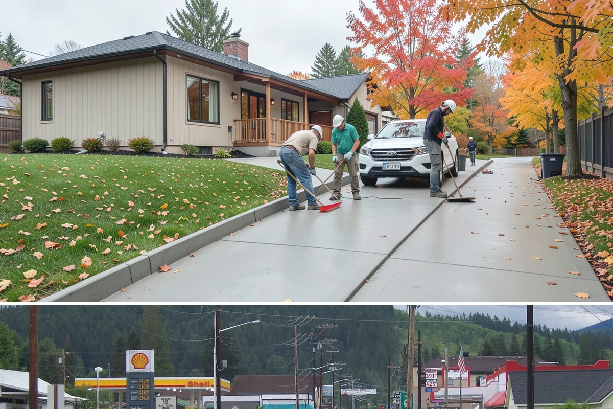 Concrete Curb Installation in Granite Falls, Snohomish County, WA - Dry summer weather ensures the curb cures fully before it manages the season's heavier rains.