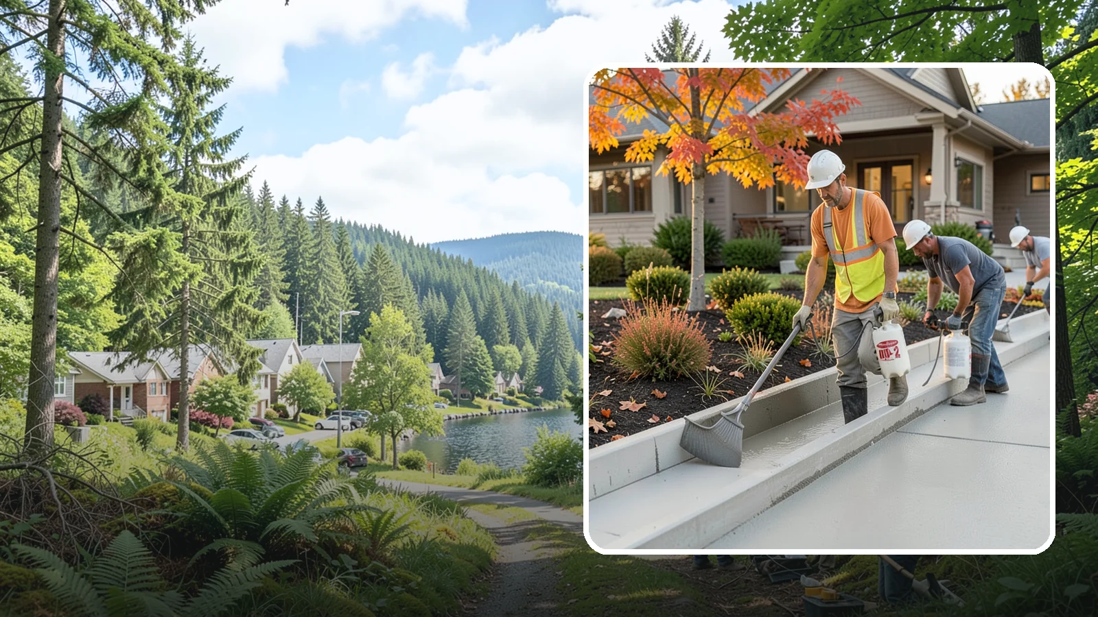 Concrete Curb Installation in Lake Forest Park, King County, WA - Durable concrete curbing that defines driveways and beds while directing water where it belongs.