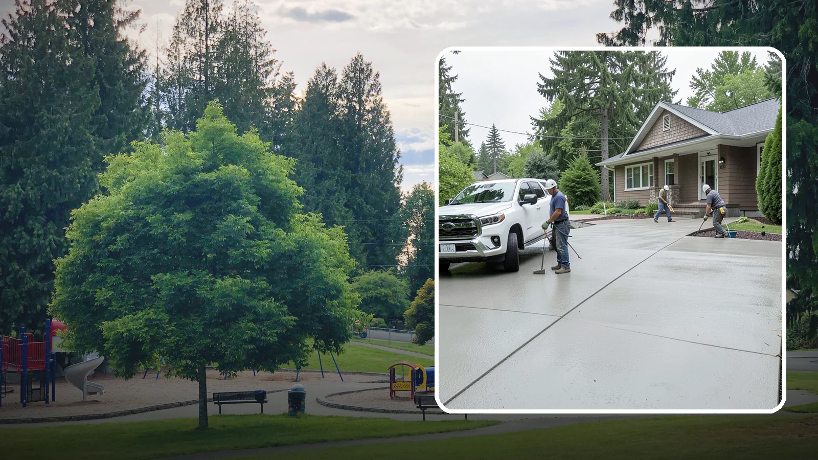 Concrete Driveway Installation in Bonney Lake, Pierce County, WA - A properly poured driveway built to shed Western Washington rain and carry daily traffic for decades.