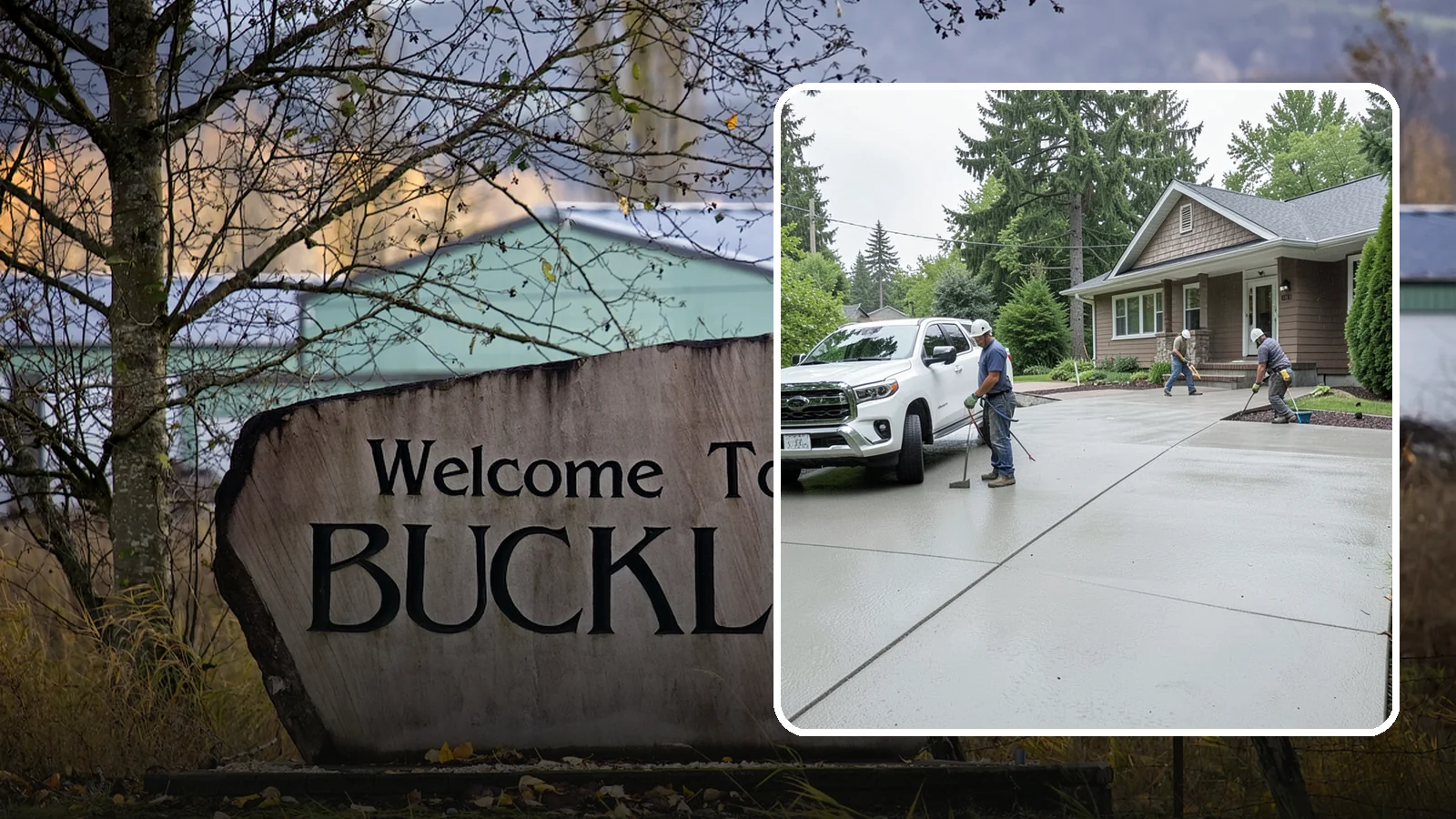 Concrete Driveway Installation in Buckley, Pierce County, WA - A properly poured driveway built to shed Western Washington rain and carry daily traffic for decades.
