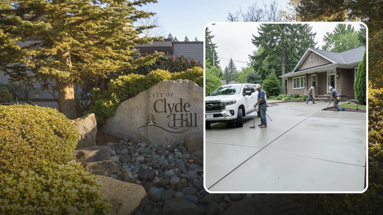 Concrete Driveway Installation in Clyde Hill, King County, WA - A properly poured driveway built to shed Western Washington rain and carry daily traffic for decades.