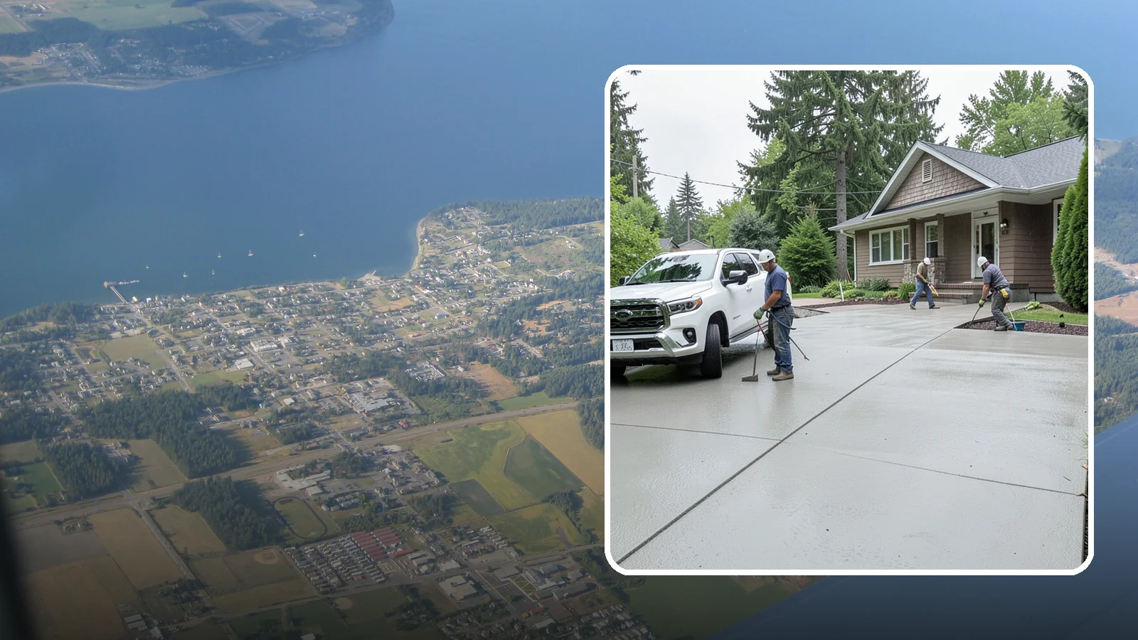 Concrete Driveway Installation in Coupeville, Island County, WA - A properly poured driveway built to shed Western Washington rain and carry daily traffic for decades.