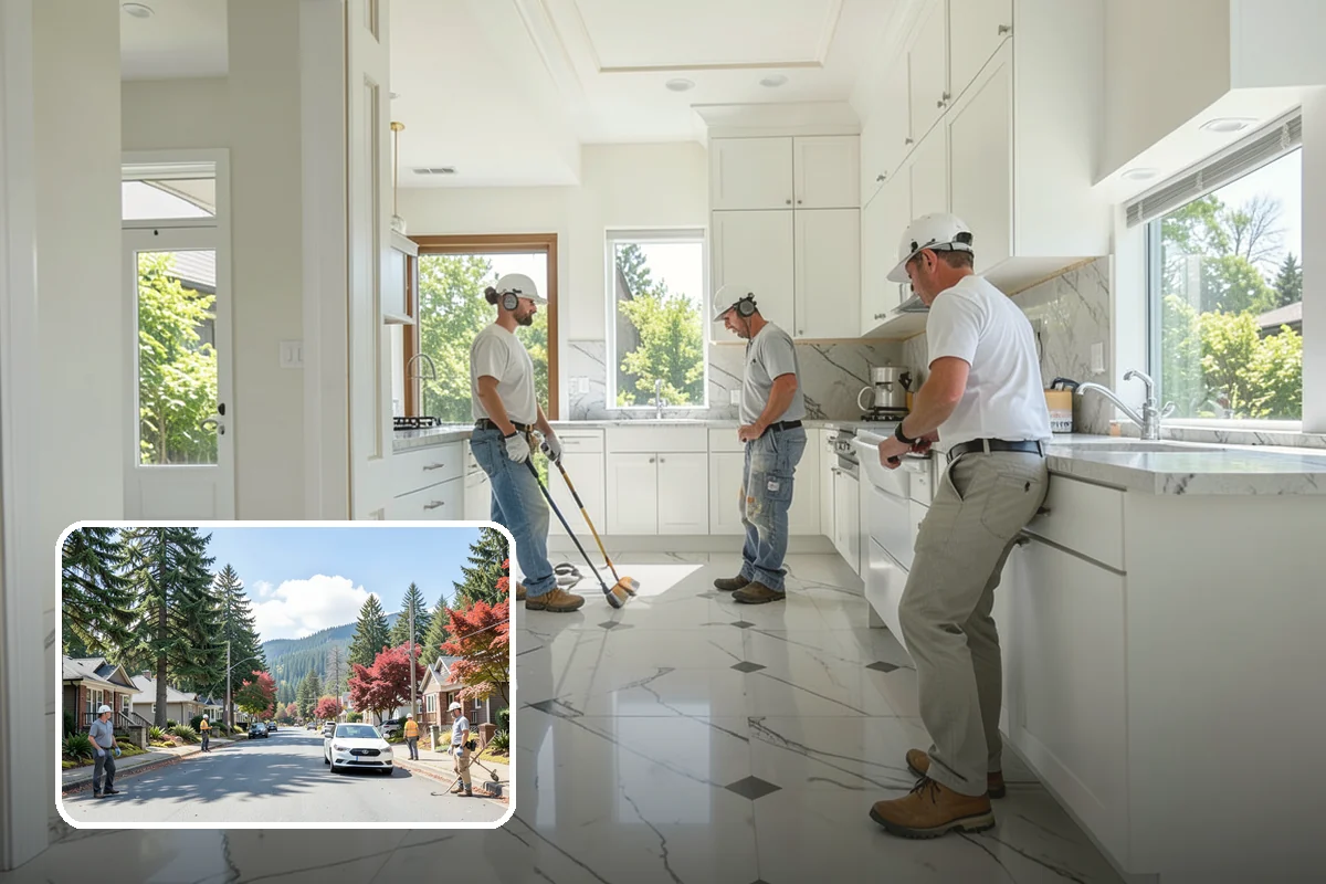 Concrete Driveway Installation in Hunts Point, King County, WA - Correct slope directs runoff away from the home