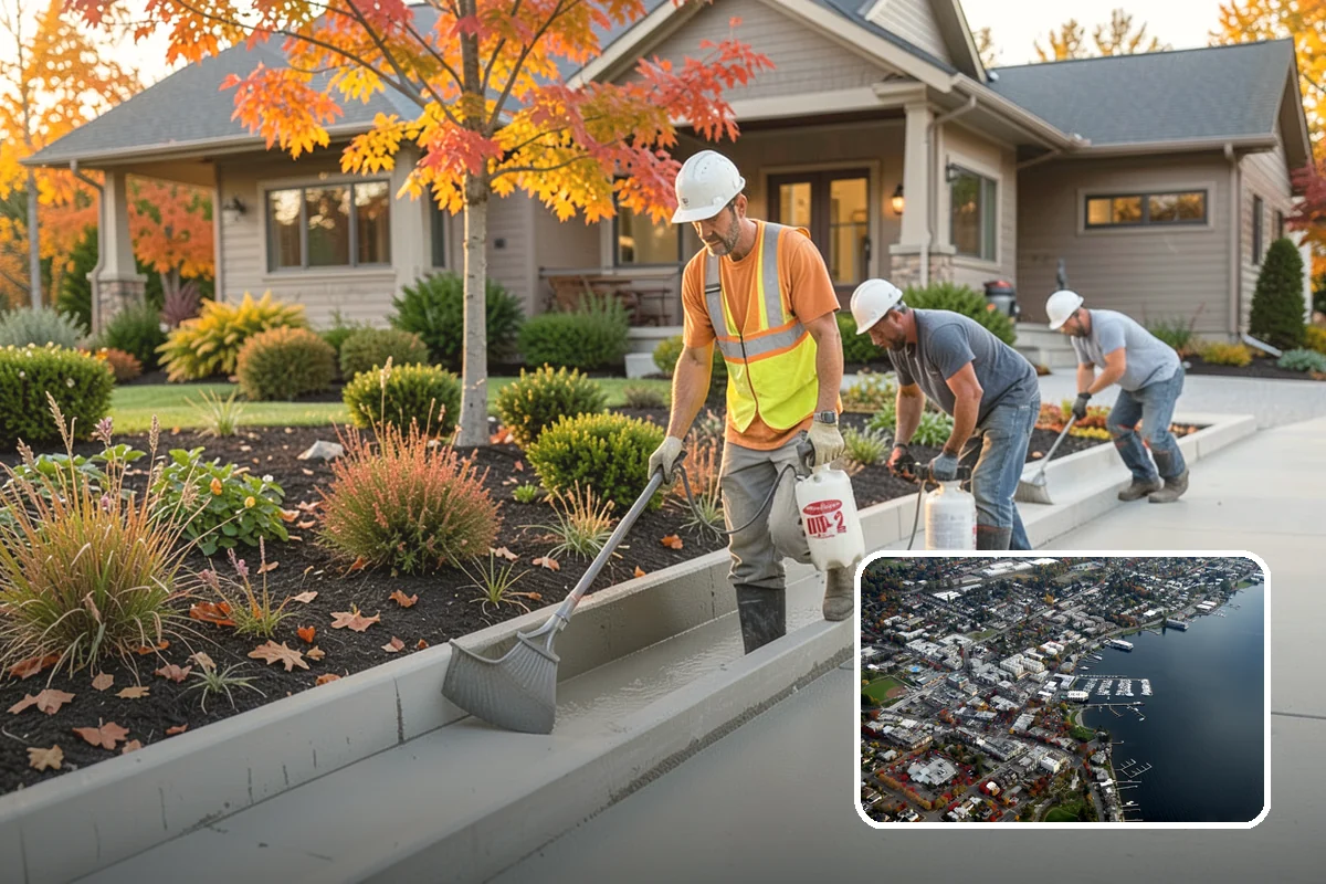 Concrete Driveway Installation in Kirkland, King County, WA - Correct slope directs runoff away from the home