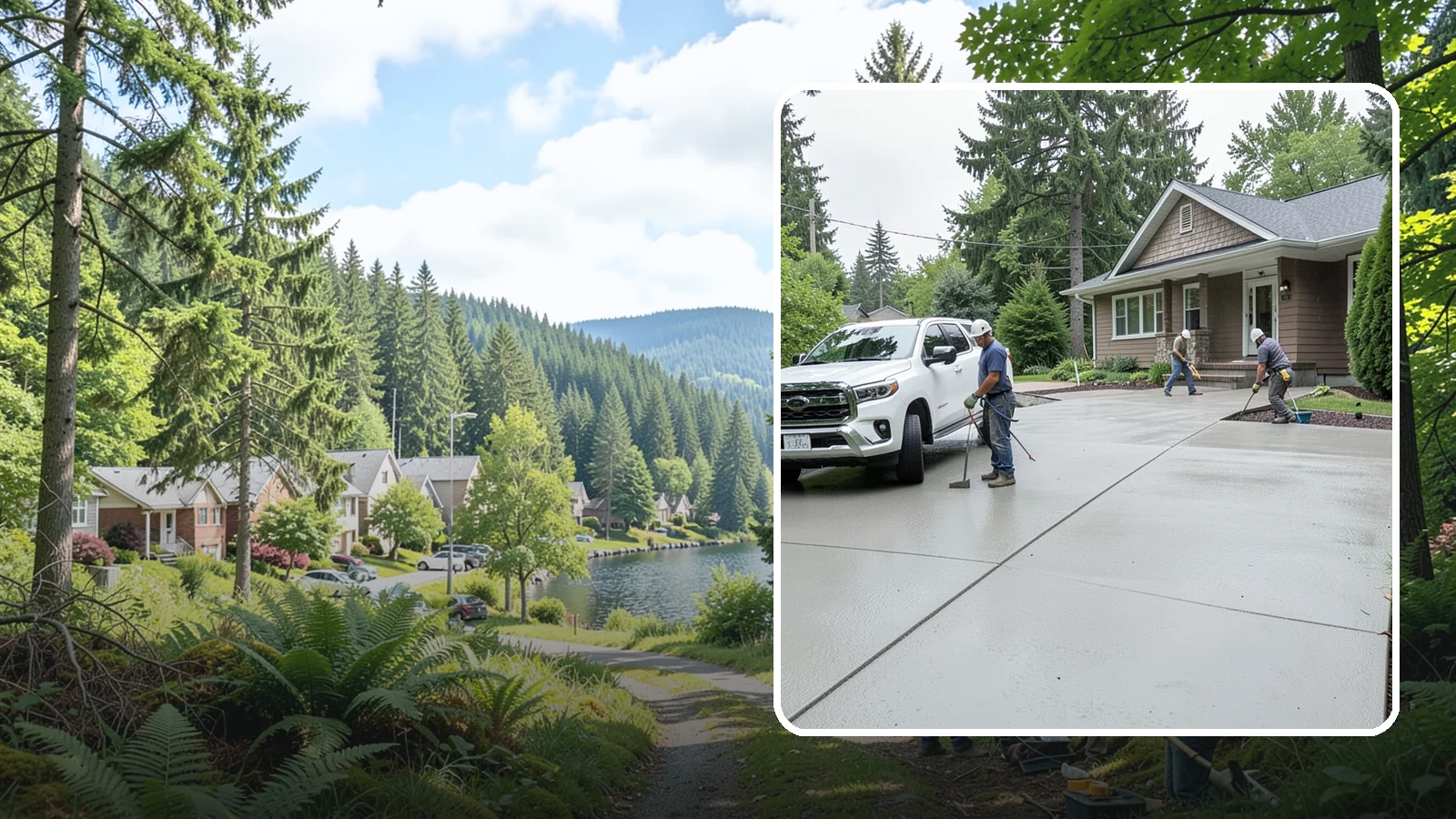 Concrete Driveway Installation in Lake Forest Park, King County, WA - A properly poured driveway built to shed Western Washington rain and carry daily traffic for decades.