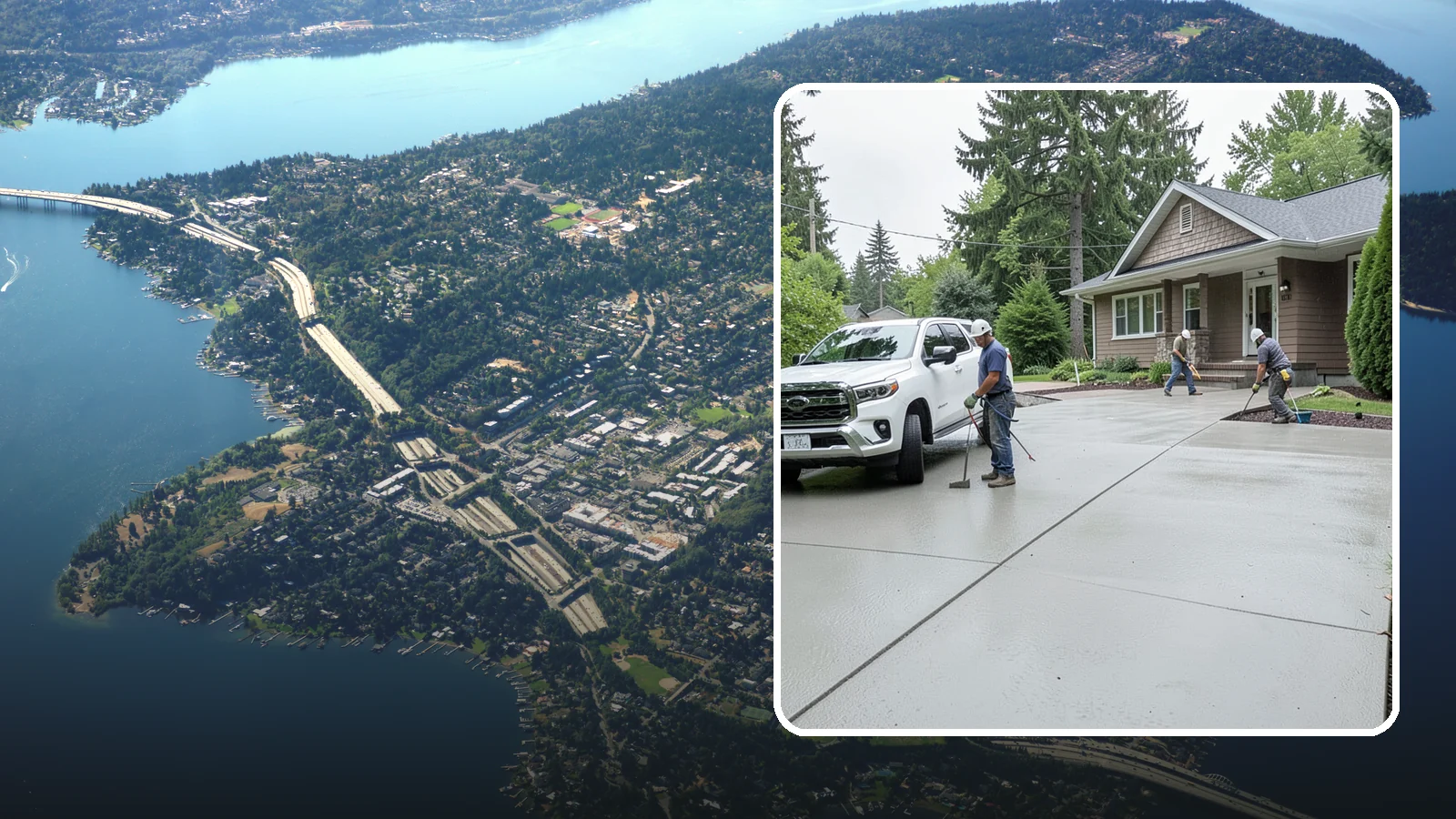 Concrete Driveway Installation in Mercer Island, King County, WA - A properly poured driveway built to shed Western Washington rain and carry daily traffic for decades.