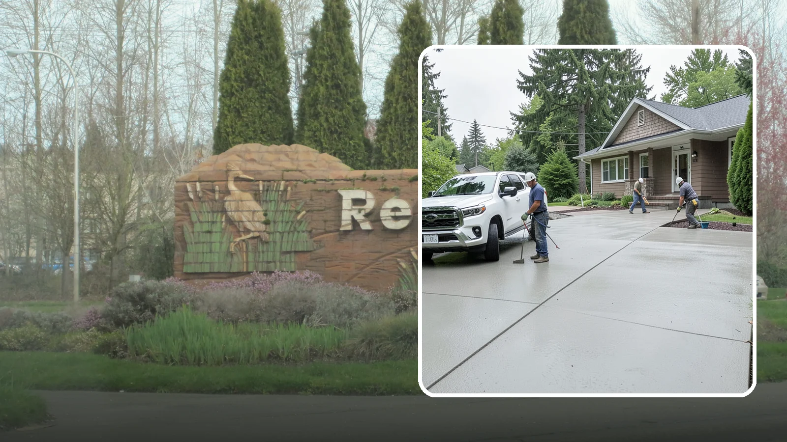 Concrete Driveway Installation in Renton, King County, WA - A properly poured driveway built to shed Western Washington rain and carry daily traffic for decades.