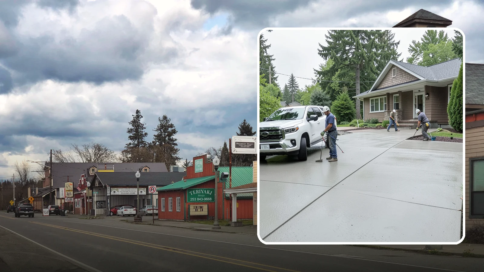 Concrete Driveway Installation in Roy, Pierce County, WA - A properly poured driveway built to shed Western Washington rain and carry daily traffic for decades.