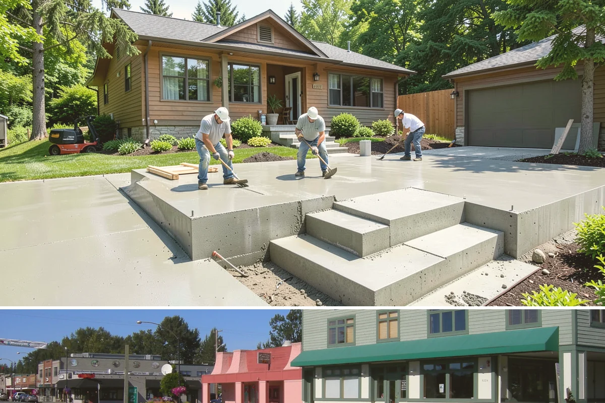 Concrete Driveway Installation in Snoqualmie, King County, WA - We prefer the drier months of June through September for pouring, ensuring ideal curing before fall rains arrive.