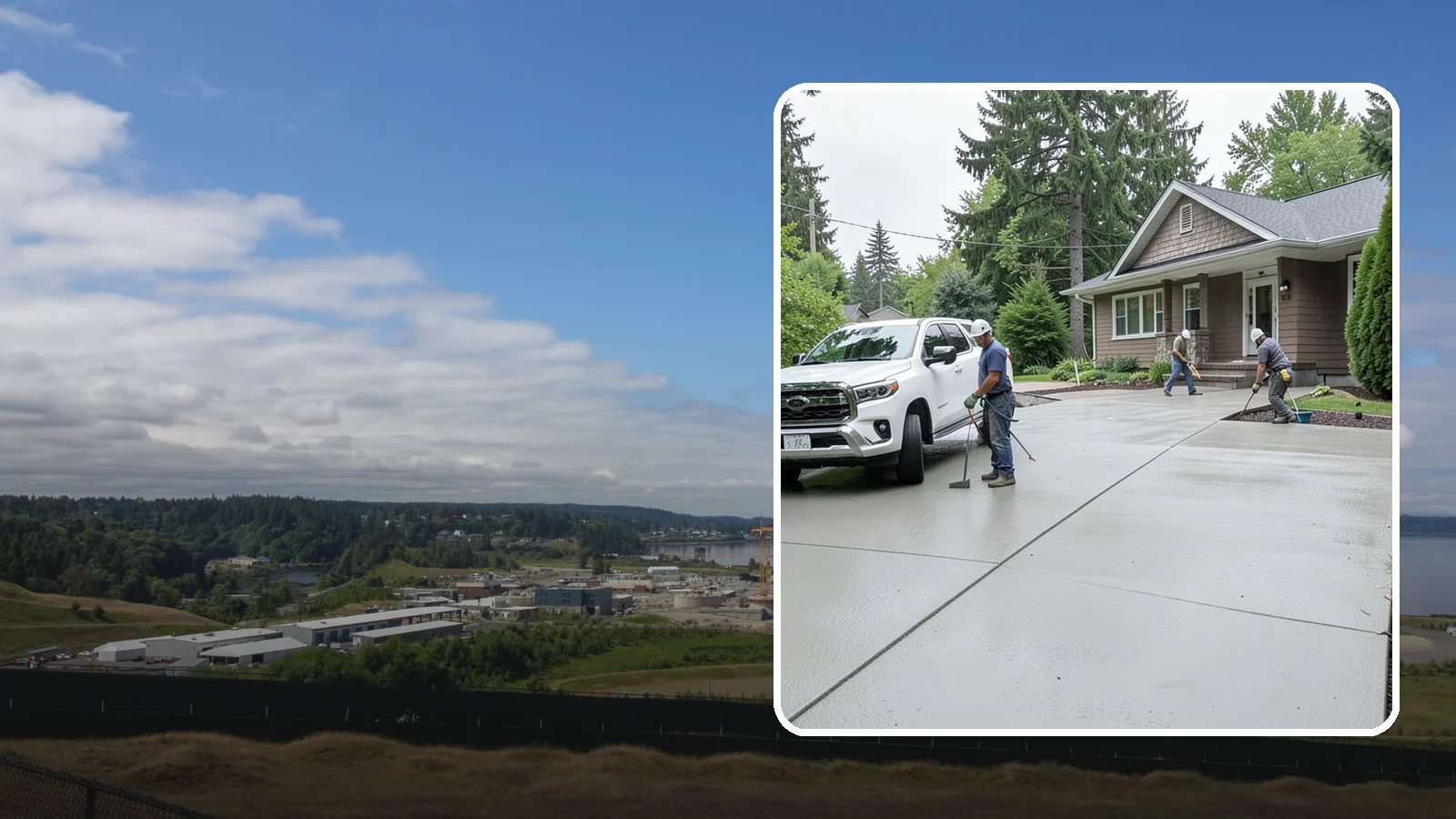 Concrete Driveway Installation in University Place, Pierce County, WA - A properly poured driveway built to shed Western Washington rain and carry daily traffic for decades.