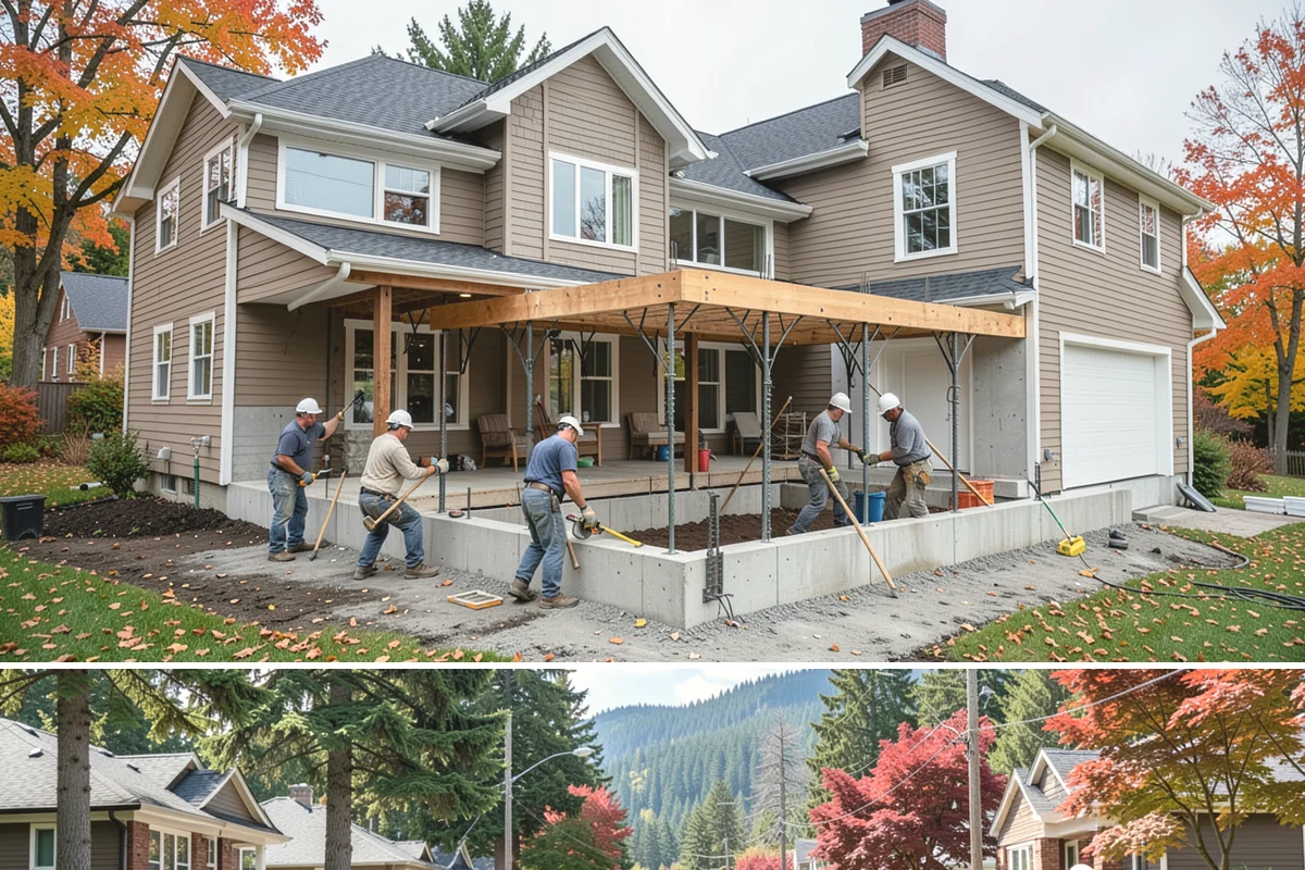 Concrete Foundation in Hunts Point, King County, WA - Foundation work is best scheduled in drier months to keep excavations stable and pours protected from heavy rain.